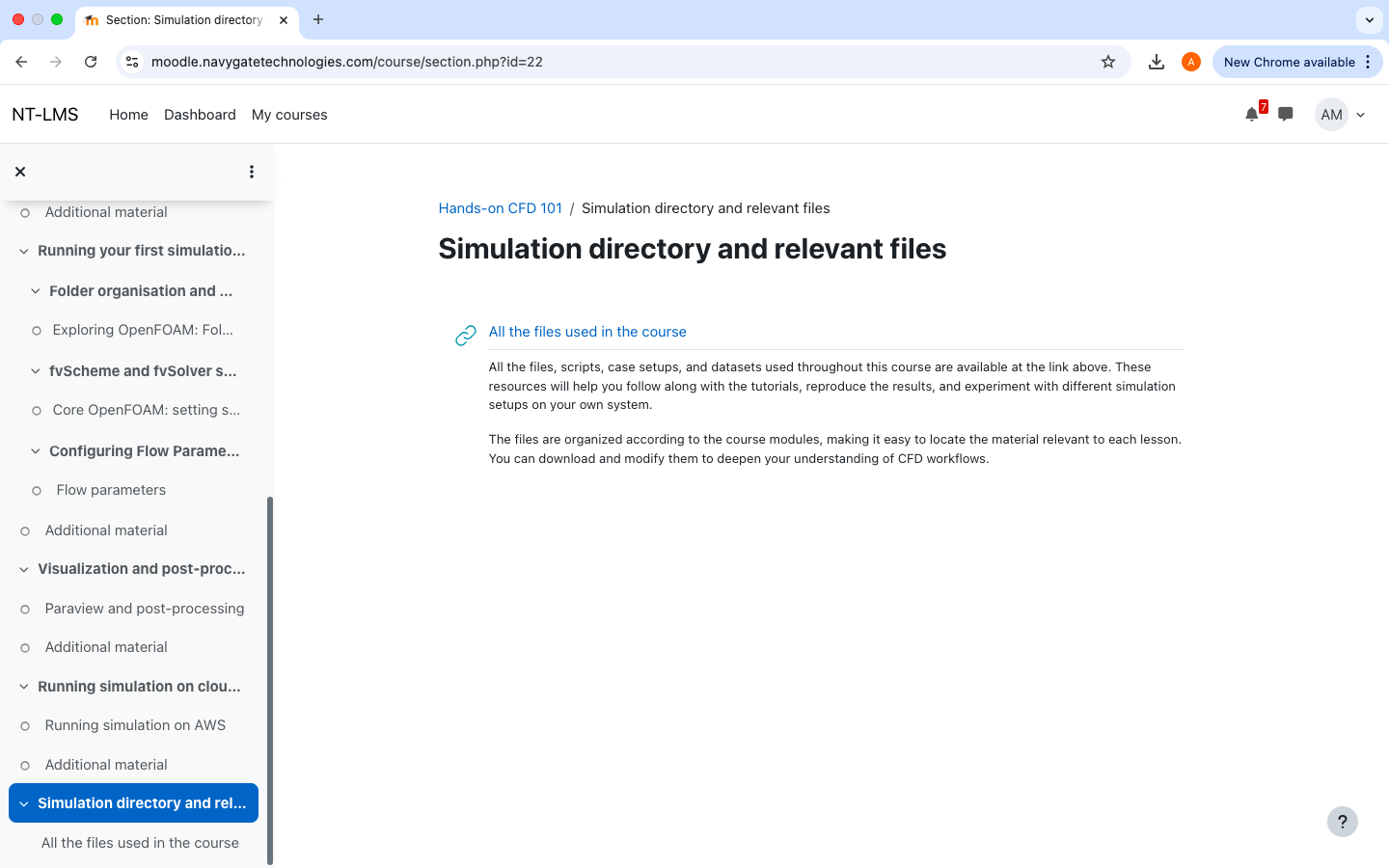 image of the files provided in the course on hands on cfd analysis