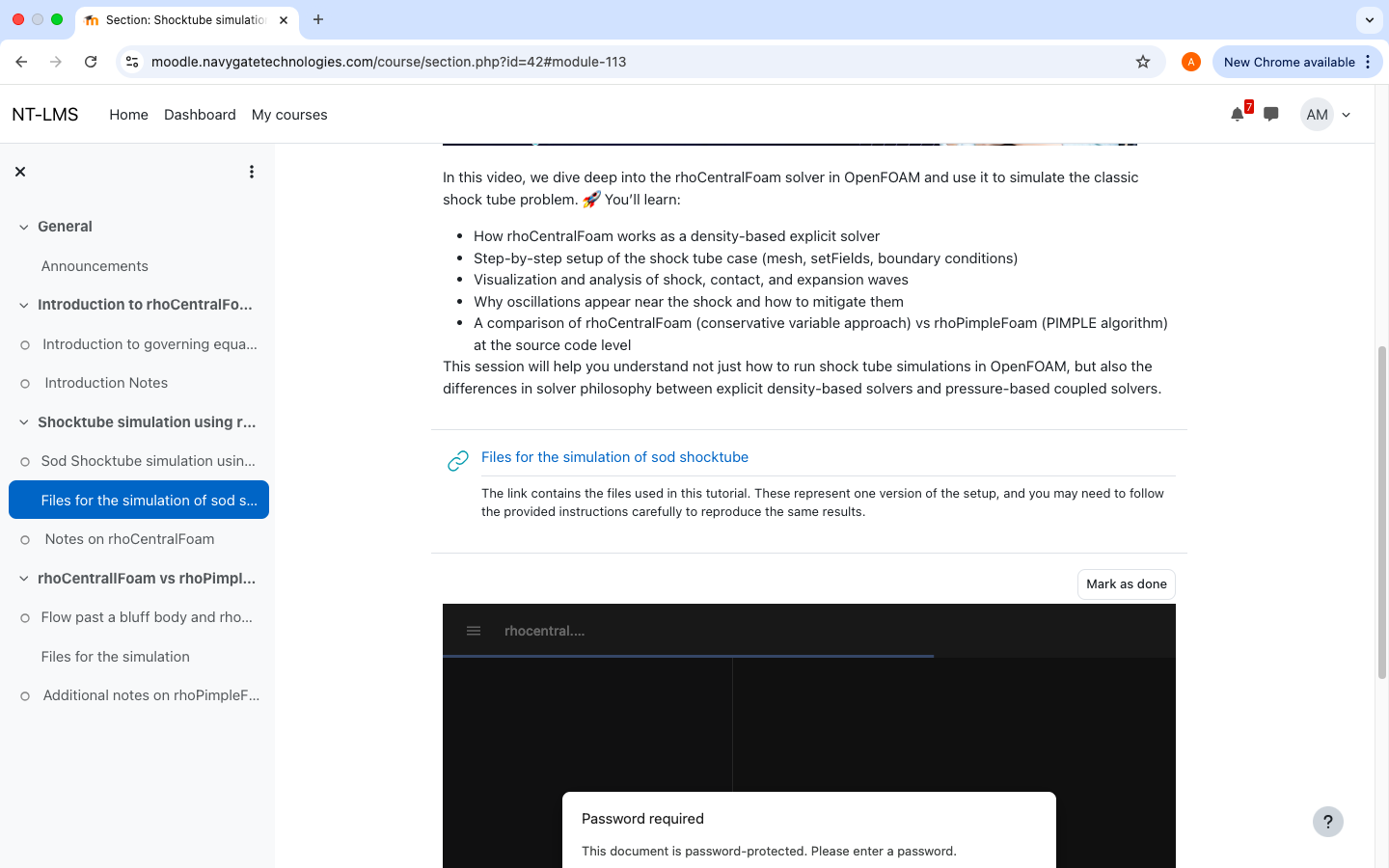 image of the files provided in the course on compressible solvers in openfoam